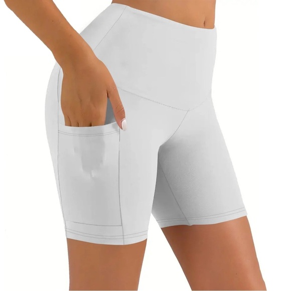 Yogalicious Lux White High-Waist Biker Shorts | Yoga & Athleisure | Size S - Picture 2 of 6